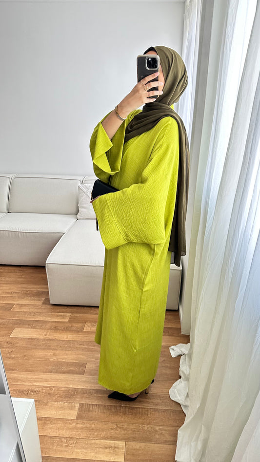 Ensemble vert olive KIMONO + sous robe RANIA